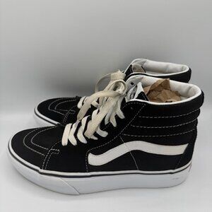 Vans Women's Sk8-Hi Black and White Sneakers Size 8.5